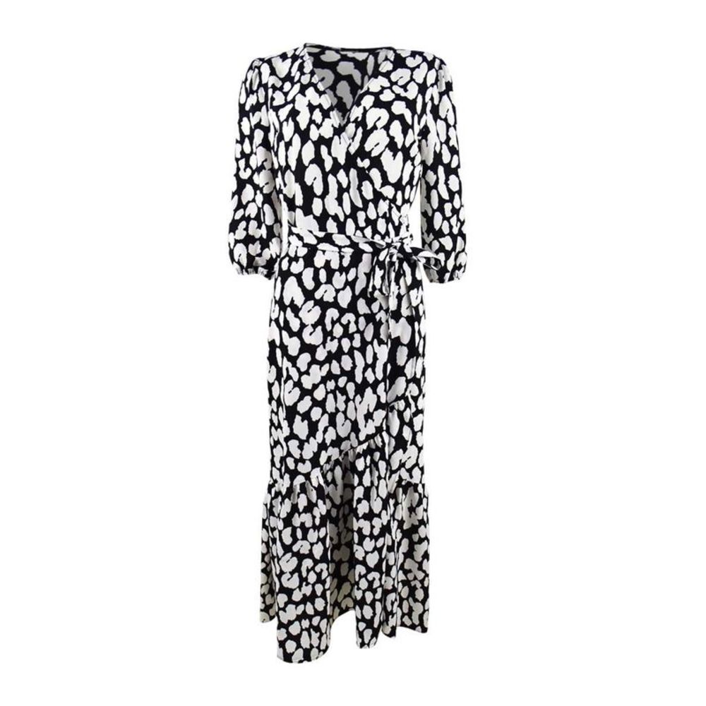 Bar III Women's Animal-Print Wrap Maxi Dress (S, Cheetah Dots)